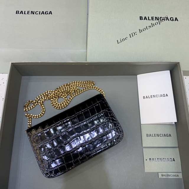 Balenciaga巴黎世家專櫃爆款鱷魚紋牛皮斜挎單肩woc鏈條包 fyj1509